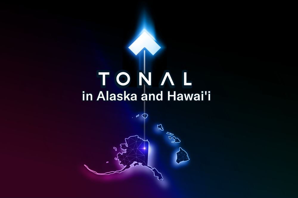 graphic with an outline of Alaska and Hawaii with Tonal