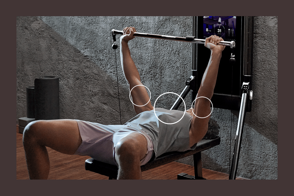 At-home chest and triceps workout on Tonal.
