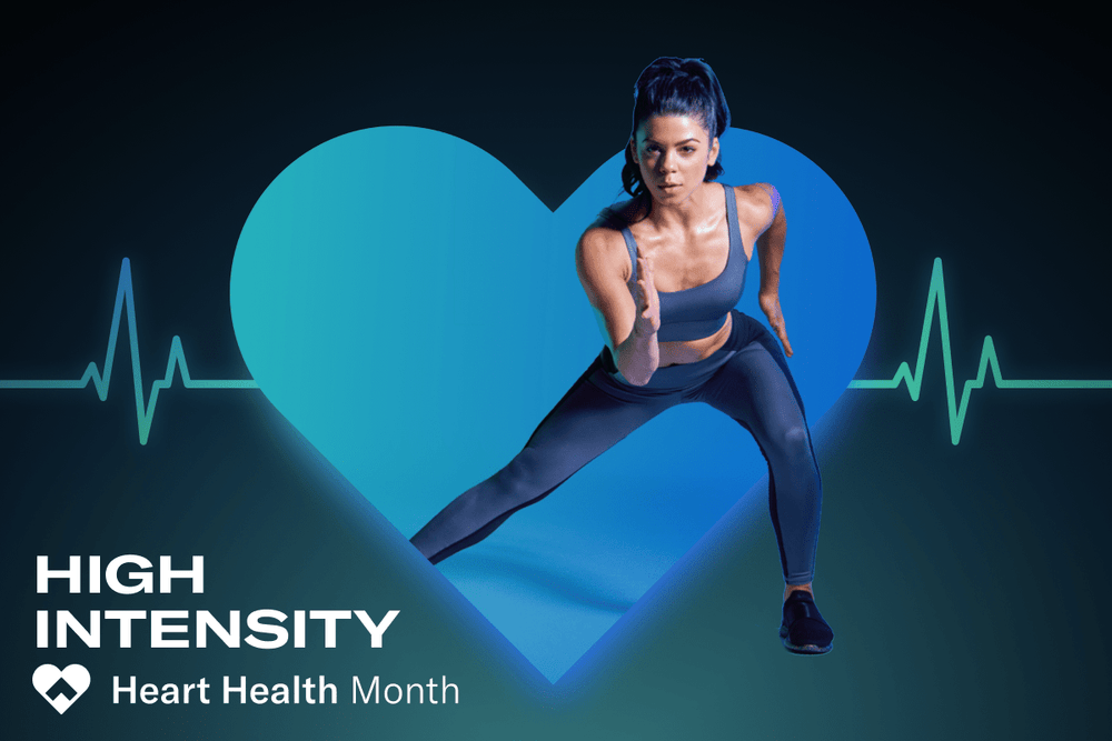 How to improve heart health with exercise: a woman lunging out of a heart
