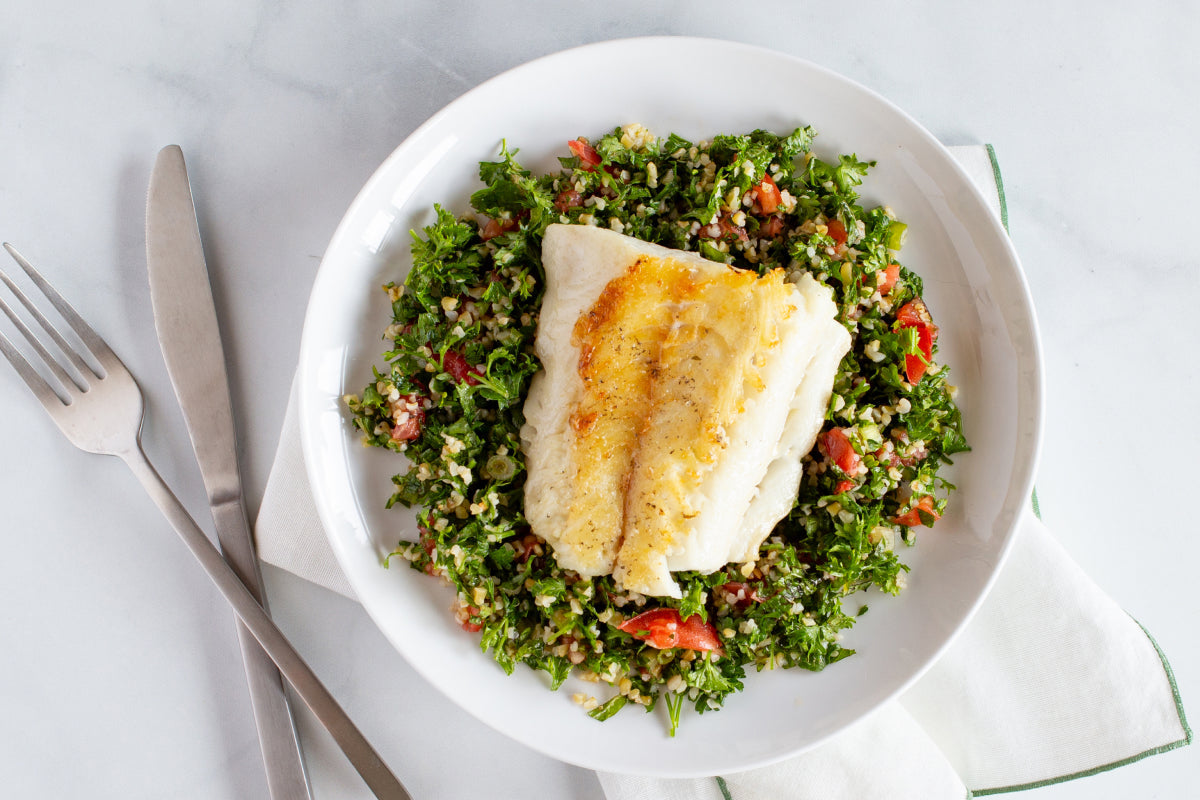 Simple and Satisfying Pan-Seared Branzino with Tabbouleh
