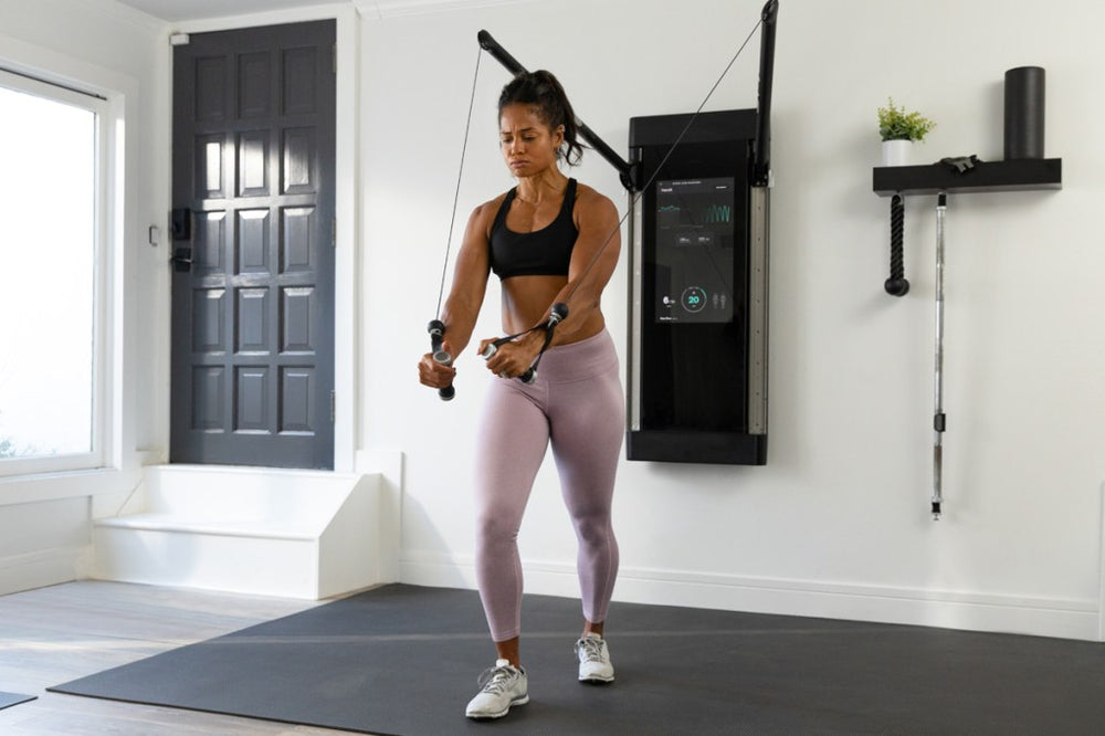 Michelle Tee working out on Tonal