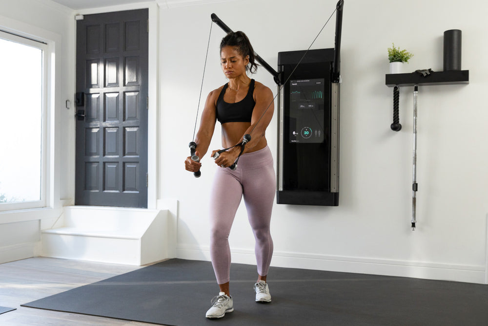 Michelle Tee working out on Tonal