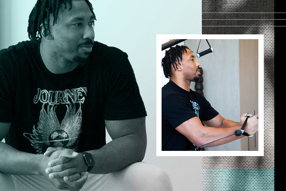 Football player Myles Garrett at Tonal House.