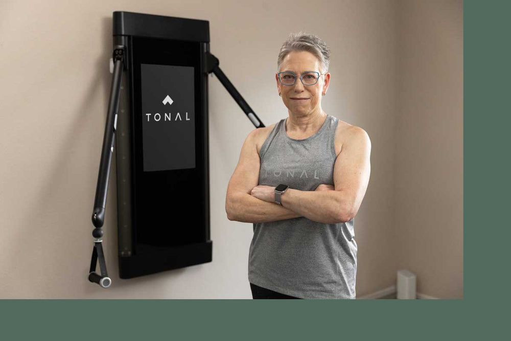 Tonal member Arlene Kraushaar with her Tonal.