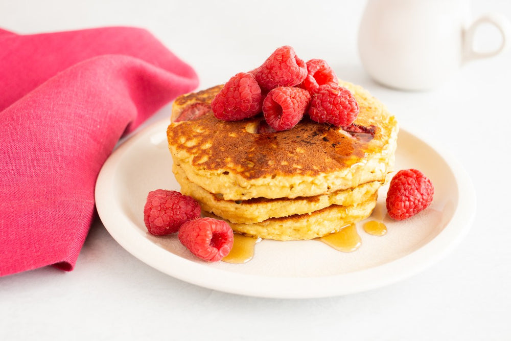 Raspberries and Cream Protein Pancakes Keep You Satisfied
