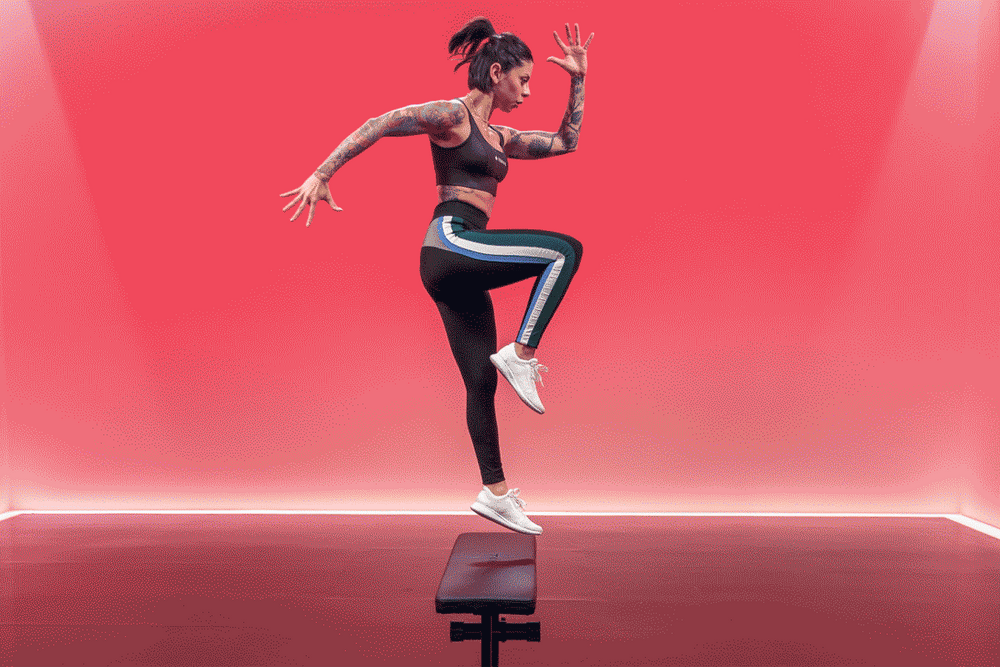 Animated gif of Tonal coaches leading different on-the-go workouts.