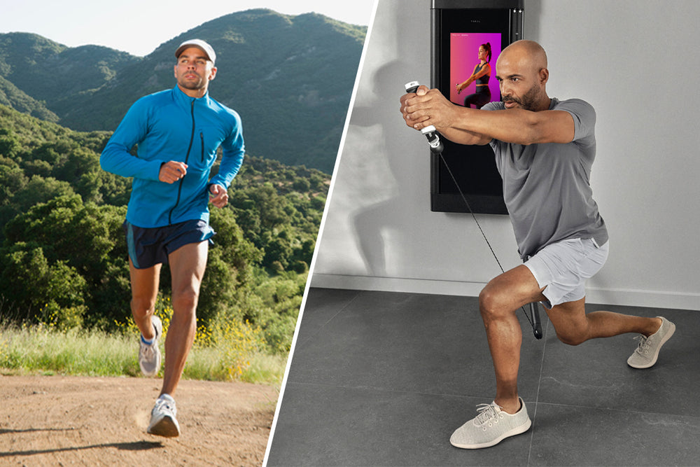 Man doing cardio and strength training for concurrent training