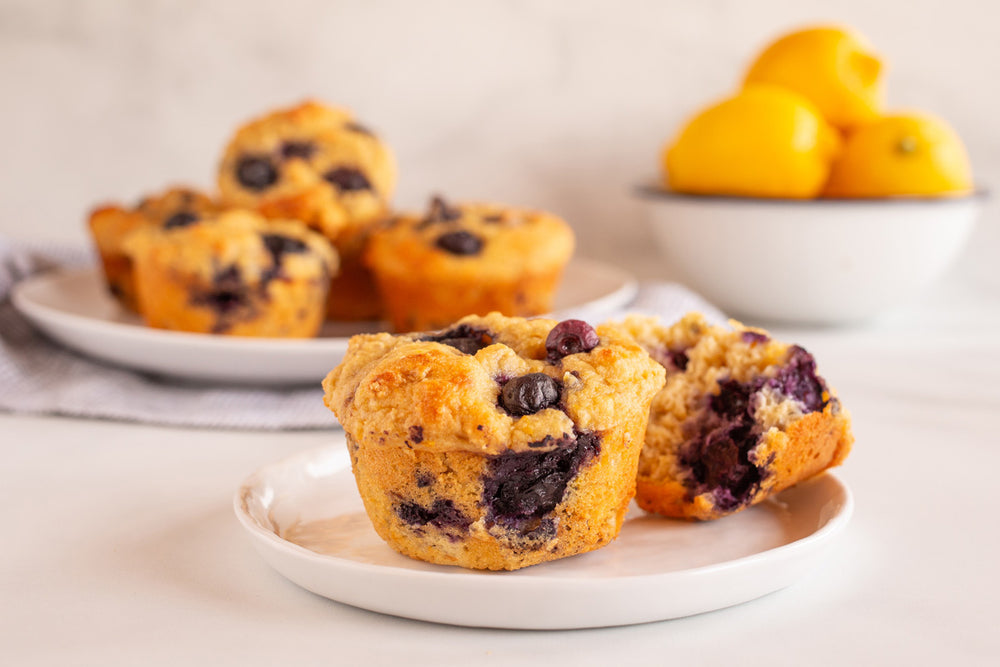 High-Protein Snack: Enjoy Zesty Blueberry-Lemon Muffins