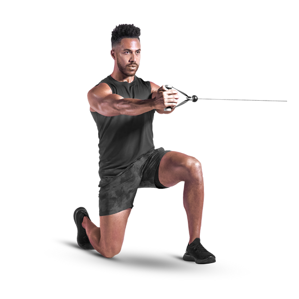 Tonal coach performing a Half Kneeling Pallof Press