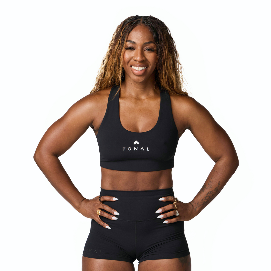 Woman wearing Tonal x Splits59 Sarah Airweight Bra in Black