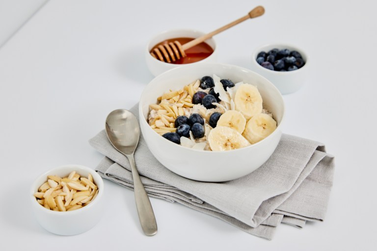 bowl of oatmeal with toppings