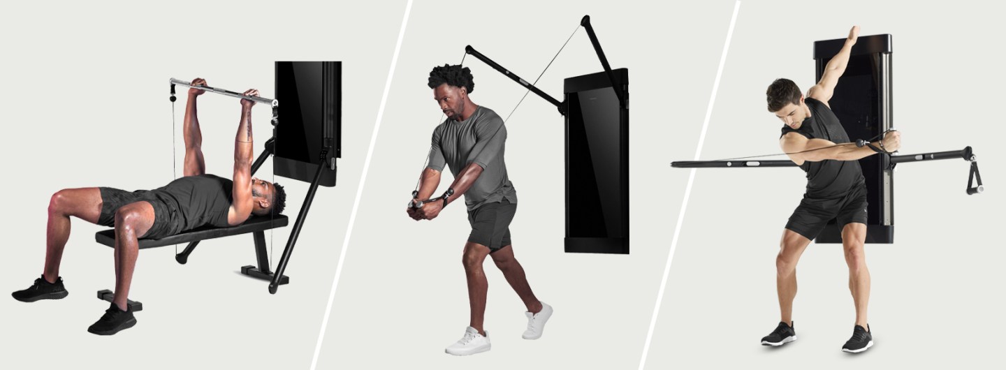 Unlike traditional home gym pulley systems, Tonal's arms can be better adjusted for a variety of moves. 