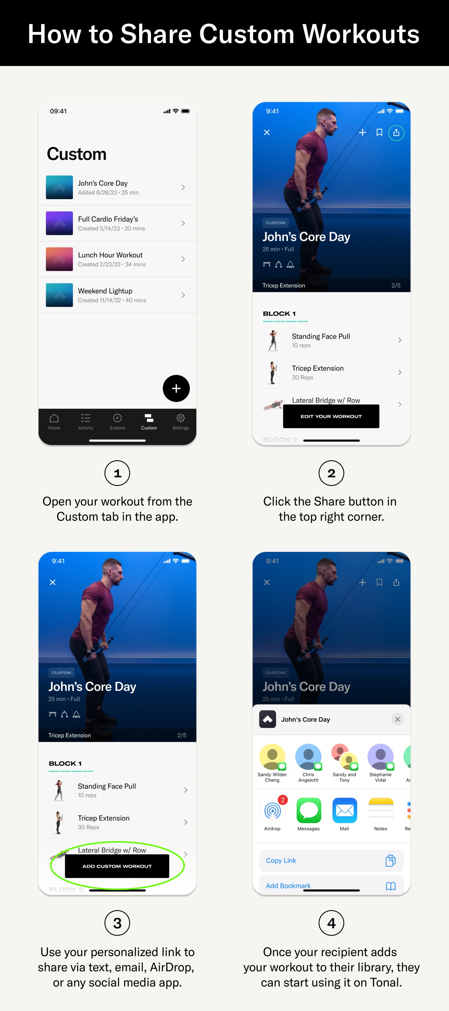 How to Share Custom Workouts on Tonal