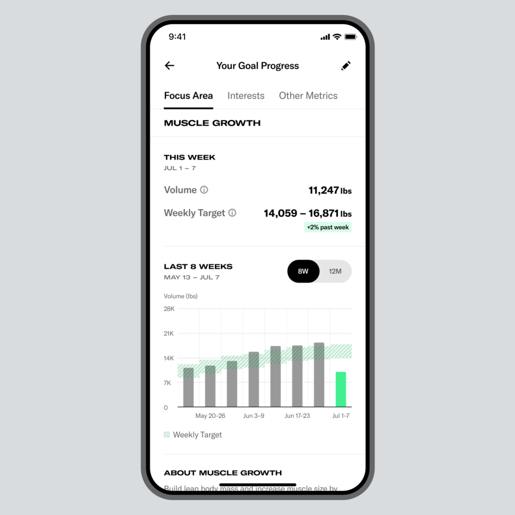 See your progress over time in the Tonal app.