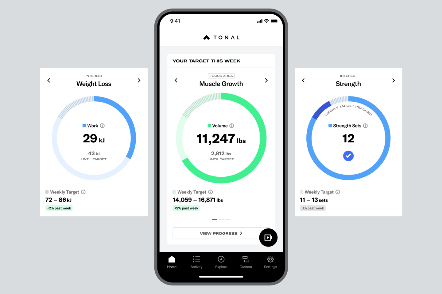 New key metrics in the Tonal mobile app. 